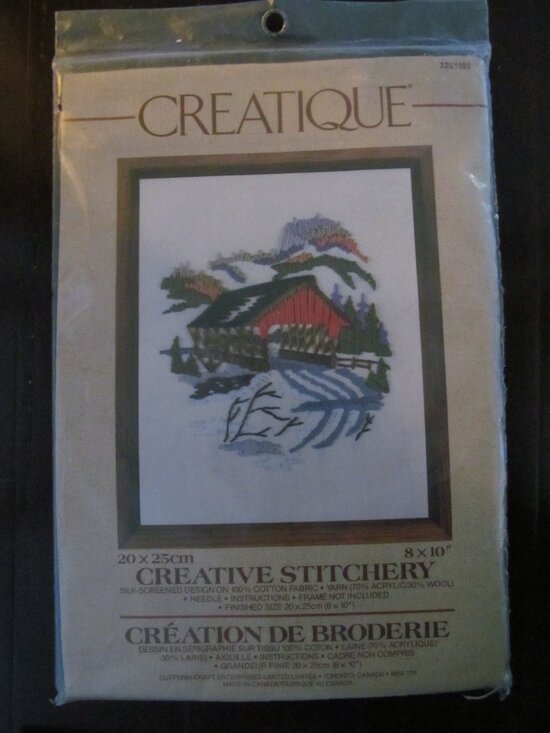 Creatique Other - Crewel Embroidery Kit Covered Bridge
